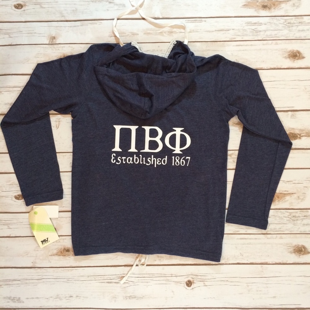 Pi Beta Phi Navy Half-Zip Hooded Tee